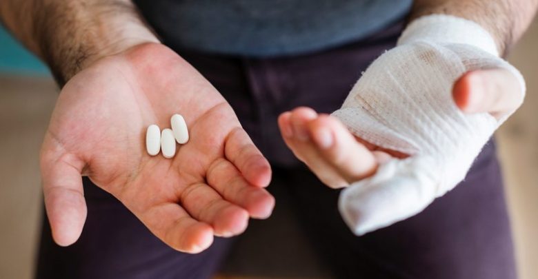 Arms bandage close up