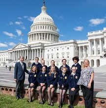 Photo of Blunt visits with Carl Junction FFA students