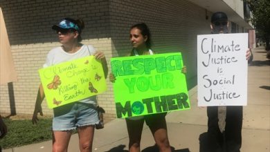 Photo of Climate Change protestors gather at 7th and Main