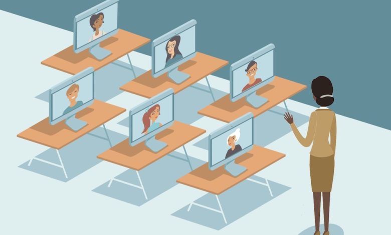 Online education during quarantine COVID 19 coronavirus disease outbreak concept