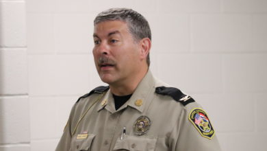 Photo of Sheriff Kaiser updates listeners on CJ storm damage