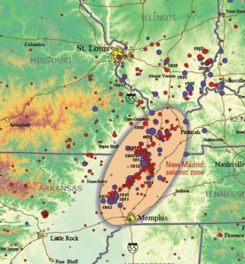 Topographic earthquake map