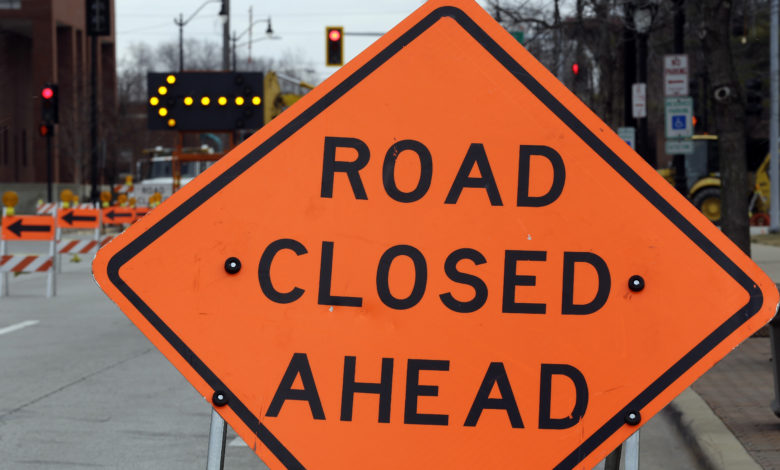 road closure construction work