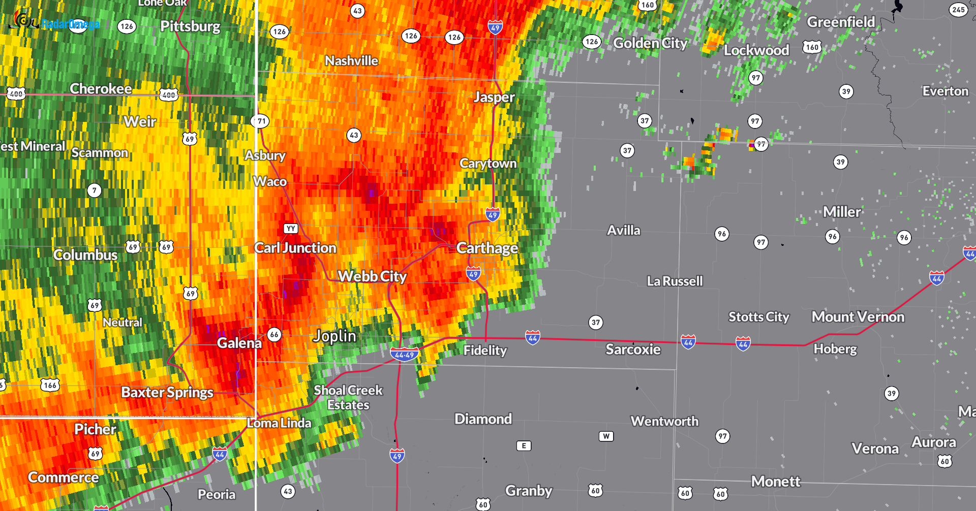 Radaromega Screenshot Carthage 9:33pm