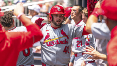 Photo of Burleson, Goldschmidt hit home runs in Cardinals’ 6-2 win over Braves
