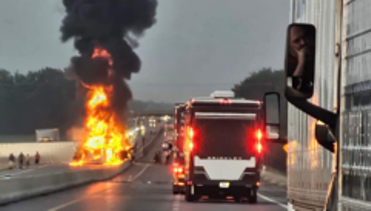 Photo of Semi catches fire on Will Rogers Turnpike Saturday; major traffic delays