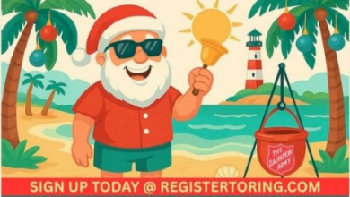 Photo of Bell ringing for Salvation Army’s “Christmas in July”