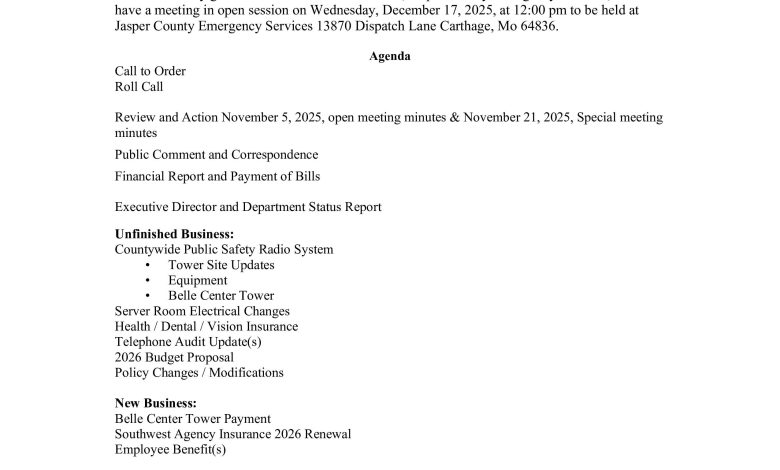 12172025 Board Meeting Agenda